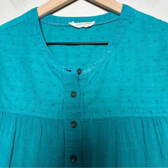 Pilcro Anthropologie Women Top Small Teal Blue Peasant Boho Mila Draped - Picture 4 of 10
